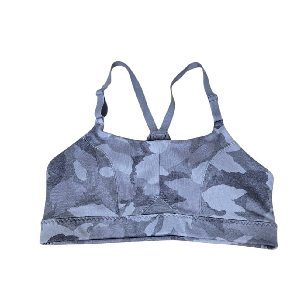 Athleta Camo Sport Bra Sz S Gray Racerback Padded
